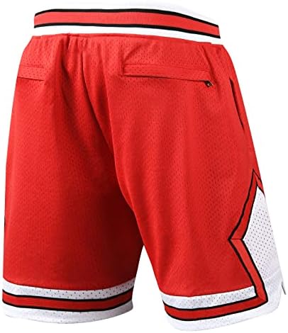 Shorts de basquete masculino, shorts retro masculinos clássicos de basquete atlético de clássicos com bolsos malha