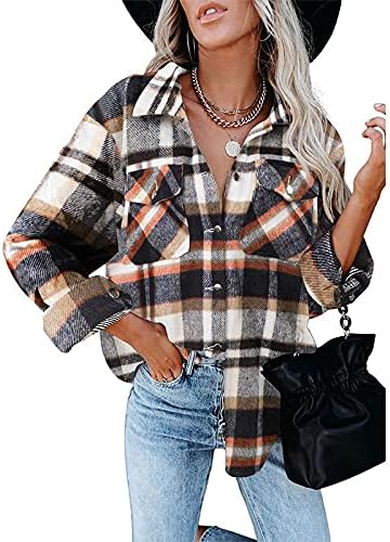 Casa -vestiliza Mulheres Mulheres Plus Tamanho xadrez Camisas de Manga Longa Casual Down Blouse Tops Long Trendy Cardigan Outwears