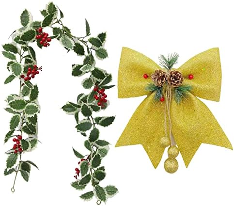 Decorações de arco de Natal, arco de grinaldas douradas, ornamento artesanato presente arco para artesanato em árvore