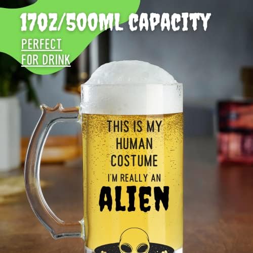Presentes alienígenas do OneBttl para homens, presentes espaciais, copo de cerveja engraçado com alça para homens/alienígenas, 17