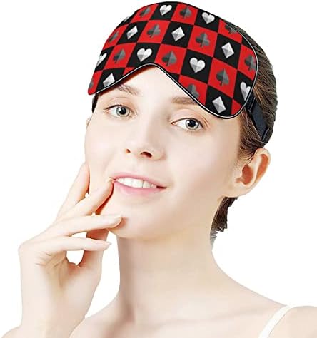 Placa de xadrez de traje de cartas Red Máscara de olho preto Sono vendimento com blocos de cinta ajustável Blinder leve para