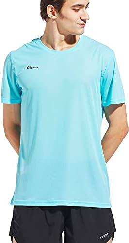 Tlrun Men Ultra Lightweight Running Camisetas, camiseta de maratona de ajuste seco, camisetas atléticas de manga curta fria