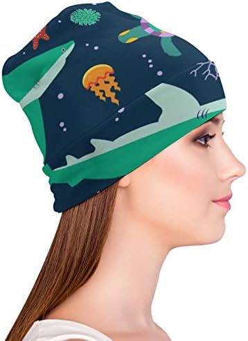 Baikutouan tubarões e chapéus de gorro estampe de peixe para homens mulheres com projeta tampa de crânio