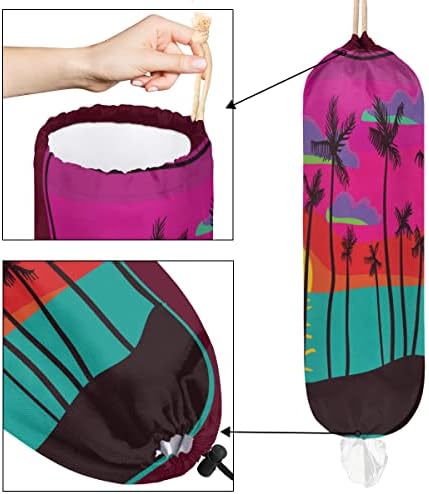 Plástico Palm Palm Sea Sunset Mount Mount Grocery Bag Organizer Holding Lips Sagre