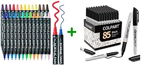Colpart 26 marcadores de tinta acrílica e 85 marcadores permanentes