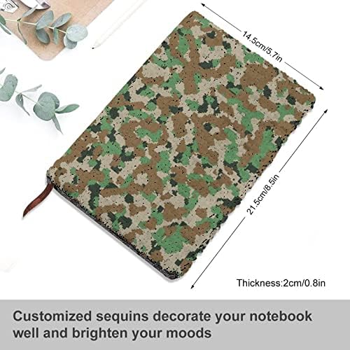 Camuflage Funny Lantebook Reverso Reverse Livro do diário de lantejoulas para materiais de escritório de viagens