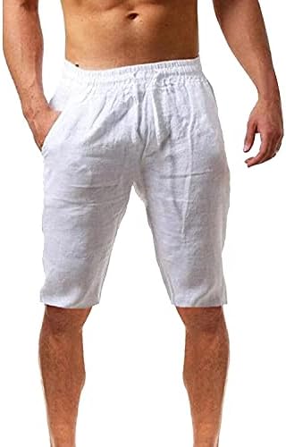 Shorts de linho de algodão casual masculino de algodão elástico praia de praia curta clássica shorts de ginástica de ginástica