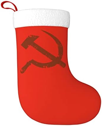 QG ZZX Antiga bandeira da União Soviética Christmas Stocking Xmas meias lareira Solping Meia de 18 polegadas Decoração de férias