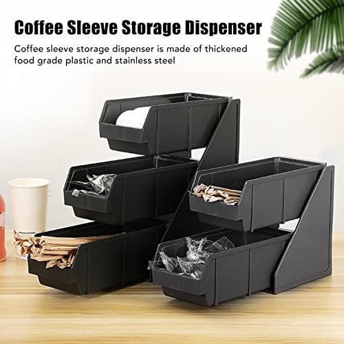 Dispensador de armazenamento de capa de café, preto de grande capacidade de copo Organizador de tampa com 2, 3 ou 4 compartimentos reutilizáveis ​​alimentos de grau de plástico portátil portátil Solder