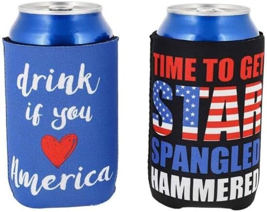 Para 12 pacote 4 de julho de festas de festa de cerveja mangas EUA USA Patriótico Soda Cooler Fornecedor para Decor em casa