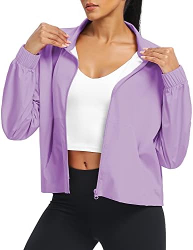 Avgo Women's Cropped Lightwing Running Athletic Jackets Protection Proteção à prova d'água Windbreaker camisetas de exercícios