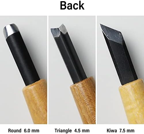 Wazakura 3pcs Bonsai Chisel Kit com Gouge redonda, ferramenta de parte de chanfro e bilhete, uma ferramenta de escultura em