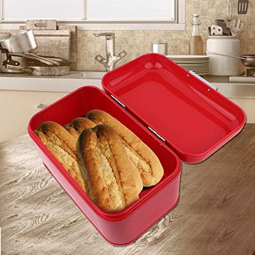 Caixa de pão de pão qiilu Ferro de cor sólido cor de metal de metal retro caixa de pão de grande capacidade contêiner de armazenamento
