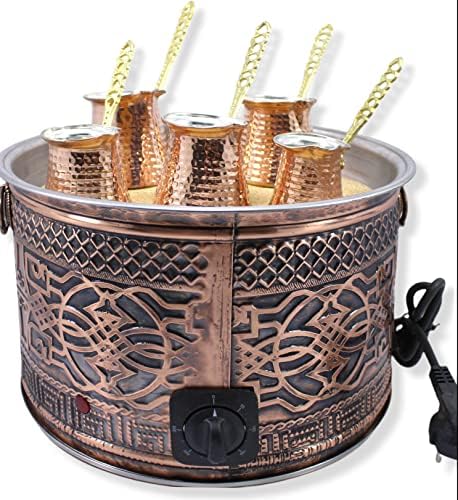 Máquina de aquecedor de cafeteira de capa de capa de areia quente de cobre turco autêntico, grande rodada, 110V ~ 220V Cozinha e jantar
