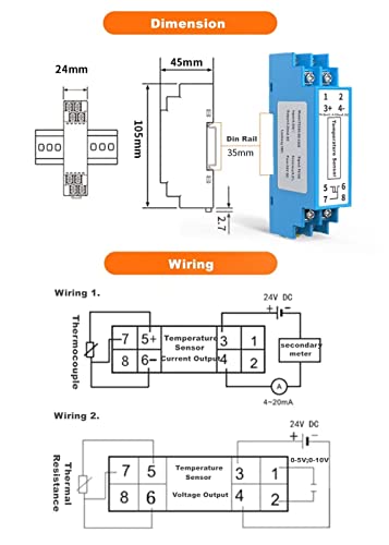 Transformador do transdutor de sensor de temperatura PT 100 Saída 4-20mA DC DC 0-300 ℃ Centígrados de grau Centigrado