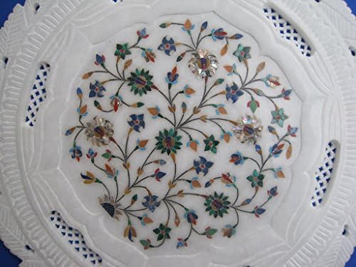 Craftslook Alabaster Marble Plate Mosaic Floral Made Decor Home Decor Art Gifts 12 polegada