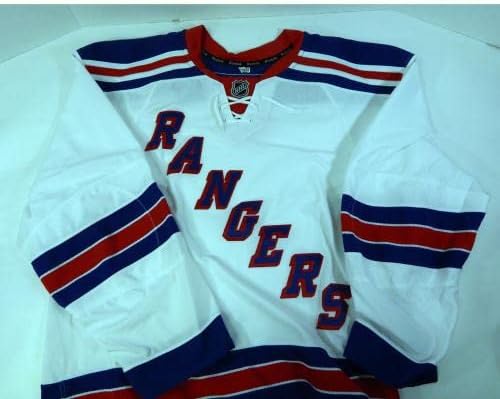 O jogo em branco do New York Rangers emitiu White Away Jersey Reebok 56 DP40455 - Jogo usado NHL Jerseys