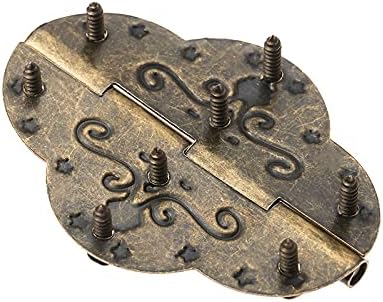 Zldxdp 2pcs 69x53mm Antigo armário de bronze para jóias gaveta de porta de madeira Decorativa Decor de ferro vintage Fetas de dobradiças