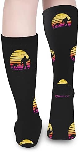 WeedKeycat Yeti e Cheetah Sunset Retro Socks Rodty Funny Print Graphic Casual Modery espessura para o outono da primavera e