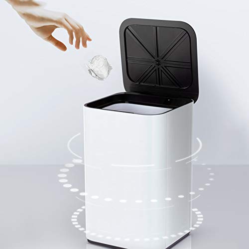 Lixo de lixo dypasa lixo de reciclagem criativa lixo automático pode simples lixo de indução com tampa de lixo de cozinha da cozinha 16l lata de lixo inteligente, lata de lixo de cozinha branca
