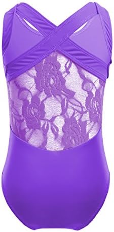 Iiniim Kids Girls Floral Floral Cutout Back Leotard Sports Tops Tops para Ginástica Treinando Dança do Balé