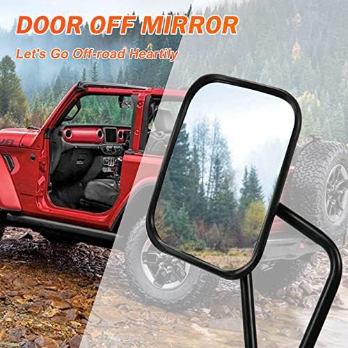 Portas desligadas espelhos compatíveis com Jeep Wrangler JK JL & Unlimited, anti-shake e mais ampla porta de espelho de espelho de instalação mais fácil espelho da dobradiça