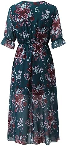 Vestido midi for feminino de verão casual feminino feminino vestido floral estampado casual v pesco