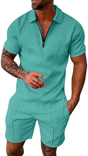 Roupas de roupas curtas masculinas de 2 peças roupas de verão de manga curta.