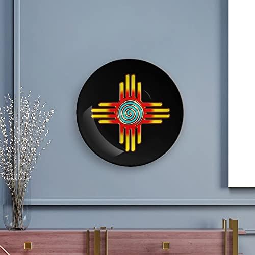 Zia Sun - Zia Pueblo - Placa decorativa de o osso da China do Novo México com Stand Home Wobble -Places Placas de Placas Domésticas