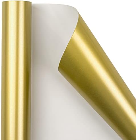 Rolo de papel de embrulho wrapaholic - Mini Roll - 17 polegadas x 33 pés - papel perolável de ouro para aniversário, férias,