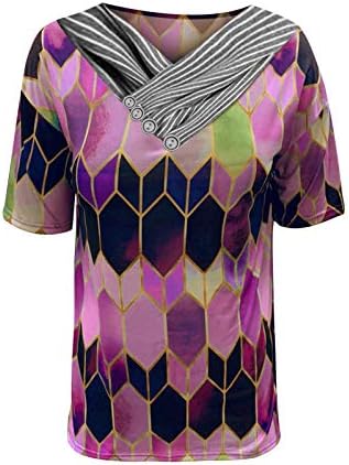 Camiseta de manga curta de verão feminina camisetas de tamanho grande camisas blocos colorido colorido blusas de deco
