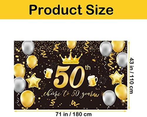 MOCOSSMY 50º aniversário Banco de banner Decoração de festa, grande grande aniversario em ouro preto Party Photography