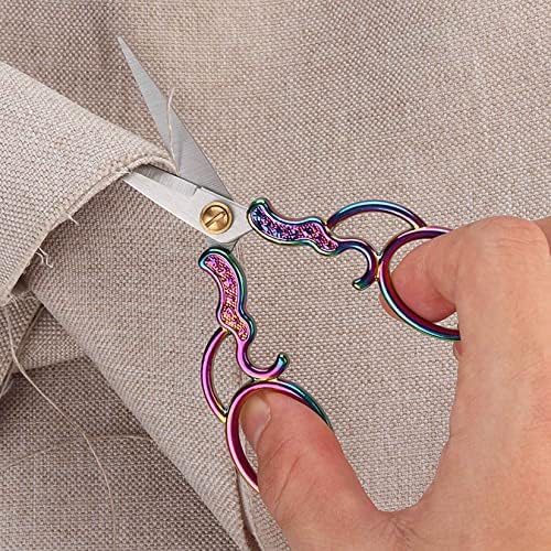Tesoura para corte de tecidos alças esculpidas confortáveis, tesoura de costura manual de arte artesanal, ferramenta DIY de artesanato