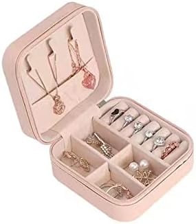 Caixa de jóias para pequenas viagens, mini -jóias portáteis Caixa de armazenamento para anéis Brincos de colares de