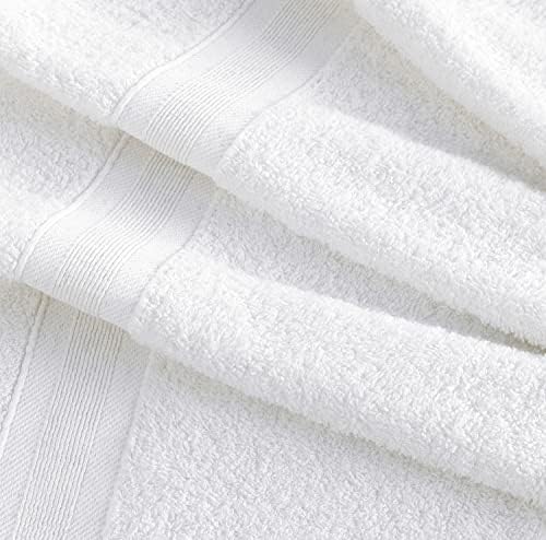 Toalhas de banho branco 27 ​​x 54 Alto absorvente de alto absorvente Toalha de algodão turco para banheiro, hóspedes, piscina, academia, acampamento, viagem, dormitório da faculdade