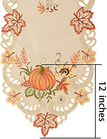 Simhomsen Ação de Graças Harvest Pumpkins Table Runners para decorações de outono ou outono, bordado