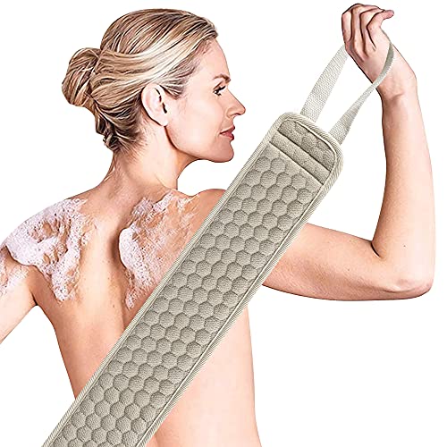 2 pacote de lavagem bege e cinza Conjunto para mulheres e homens, inclui espreguiçadeira de 2pcs loofah, 2 pcs sponge