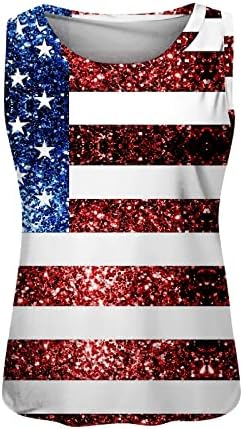 4 de julho Camisas para mulheres American Flag Summer Summer Sleesess Crew Neck Tanks Tops Stars Stripes Shirts Casual Casual