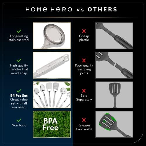 Home Hero Kitchen Utensils Conjunto - utensílios de cozinha em aço inoxidável