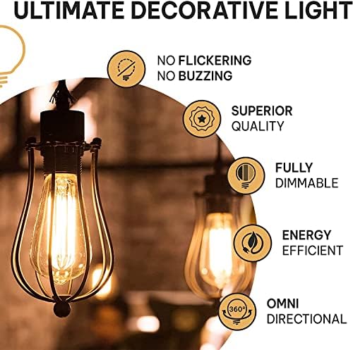 Lâmpadas de Edison Incandescentes Vintage 60W - E26/E27 Base 2100k Lightbulbs decorativos diminuídos - ST64 Luz quente ao
