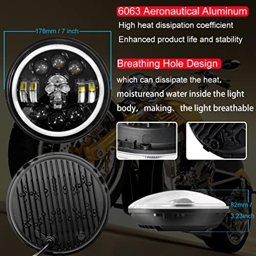 Farol de LED de 7 polegadas BeiGUoo, farol de LED com hi/baixa feixe e âmbar/sinalização de giro branco compatível com harley electra