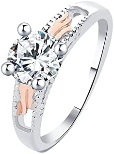 Noivado Round Cut Zircon Women Wedding Rings Anéis de jóias para mulher Anel de damas de diamantes completos anéis de giro para