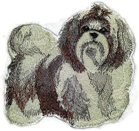 Retratos incríveis de cães personalizados [Shih tzu] Ferro bordado ON/Sew Patch [4 x 4,1] [Feito nos EUA]