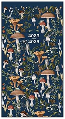 2024 Pocket Planner: Planejador de calendário de bolso mensal de mais de dois anos: agosto de 2023 - dezembro de 2025, 6,5 x 3,5 - cogumelos da floresta