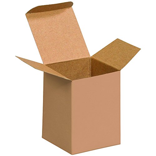 Caixas de presente dobráveis ​​da Aviditi Kraft Brown, 3 x 3 x 4 , pacote de 250, fácil de montar uma caixa de dobra reversa,