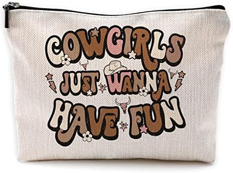 Cowgirls Negiga só quero ter sacolas de maquiagem divertidas para viajar sacolas cosméticas para mulheres meninas, bolsas de cosméticas