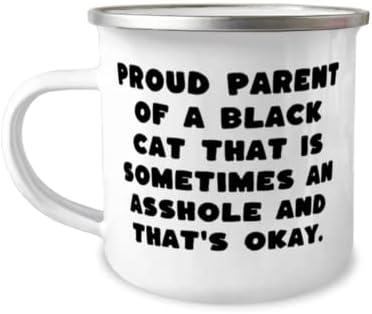 Presentes épicos de gato preto, orgulhoso pai de um gato preto que às vezes é um idiota, caneca de campista de 12 onças de amantes
