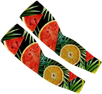 Mangas de braço de proteção solar UV unissex, mangas de resfriamento de fundo aquarela de frutas, escudo de capa de braço