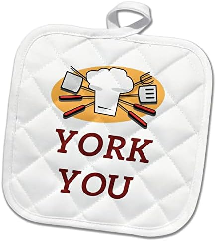 Imagem criativa e única 3drose sobre churrasco e texto de York You - Potholders