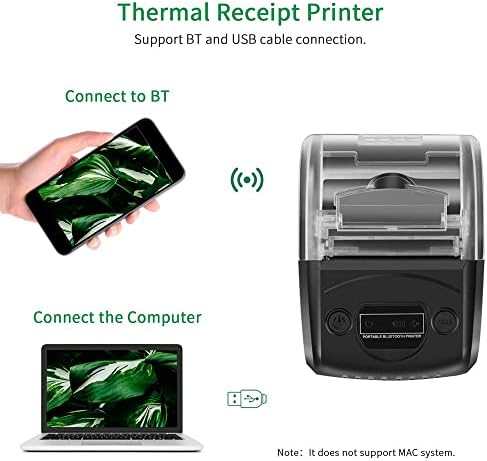 Trexd Mini Portable 58mm Bt Térmica Impressora Personal Bill Poster Poster Suporte Poster Esc/Pos Comando de Impressão